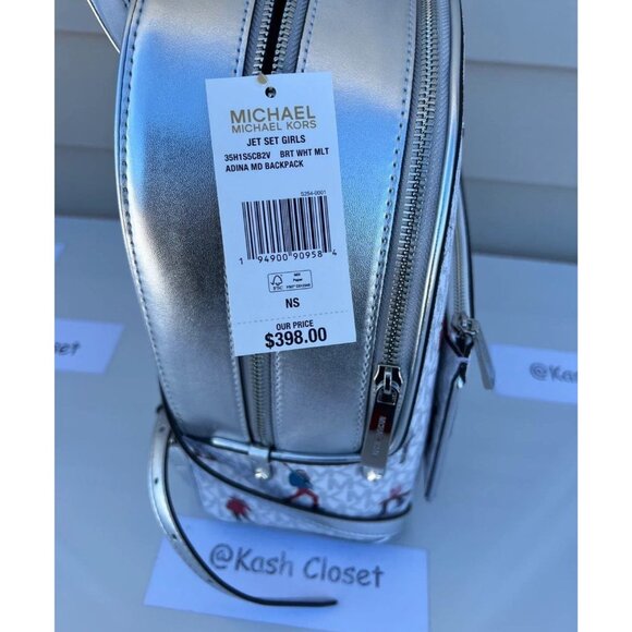 Michael Kors backpack adina medium jet set girls MK signature bright white multi main image 10